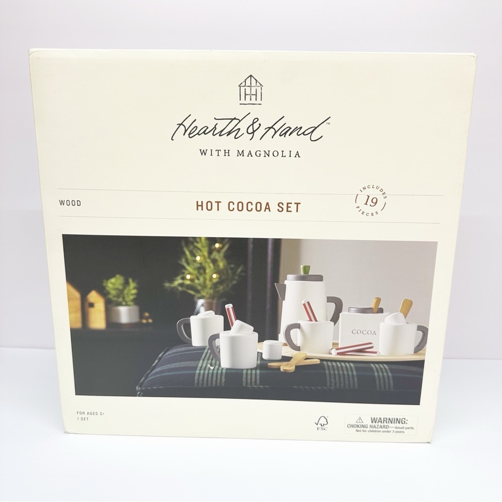 HEARTH AND HAND MAGNOLIA HOT COCOA WOODEN CHILDS TOY SET & TRAY